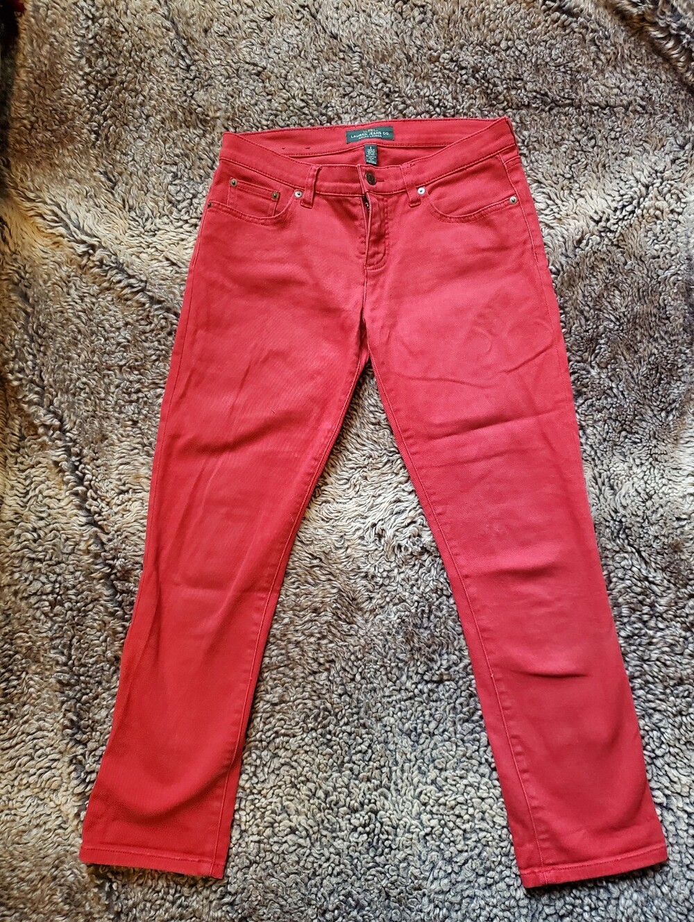 Lauren Ralph Lauren Women's Red Skinny Jeans, Size 4.  Waist 16 In, Length 34 in